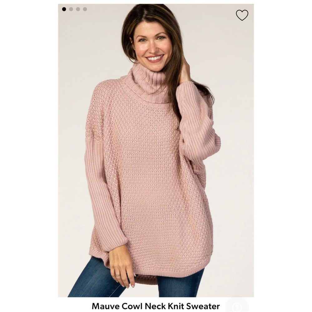Mauve Cowl Neck Knit Maternity Sweater